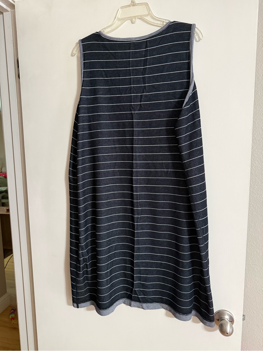 Striped black Sleeveless Swing Dress - Navy